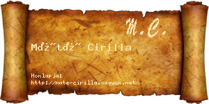 Máté Cirilla névjegykártya